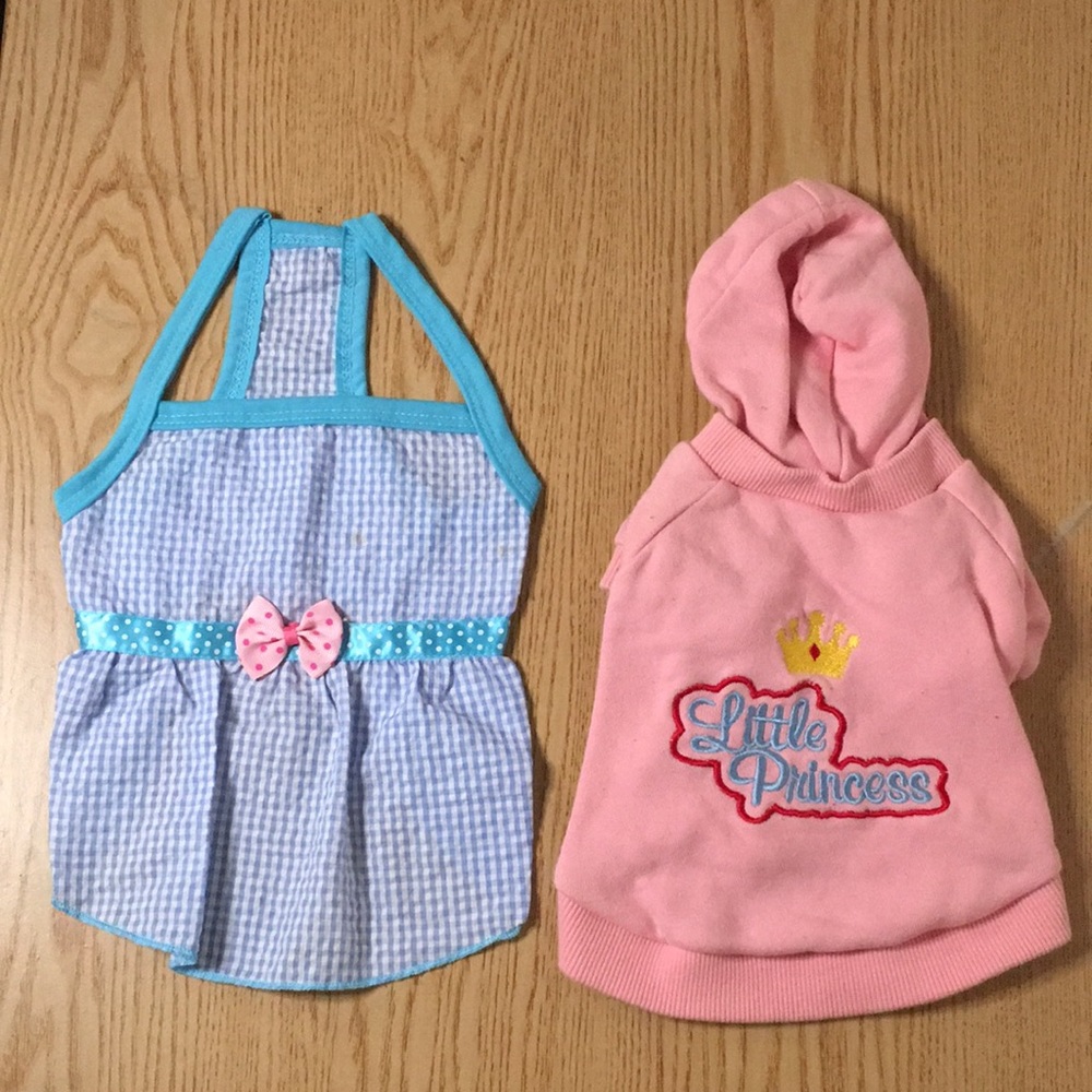 Bundle Of 2 Doggie Sweatshirt/Dress Size XSmall 8” Waist 9-10” Length